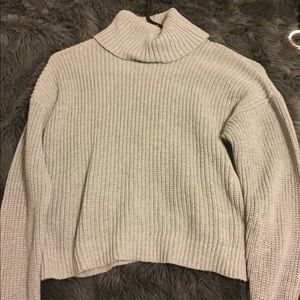 Gray cropped turtleneck